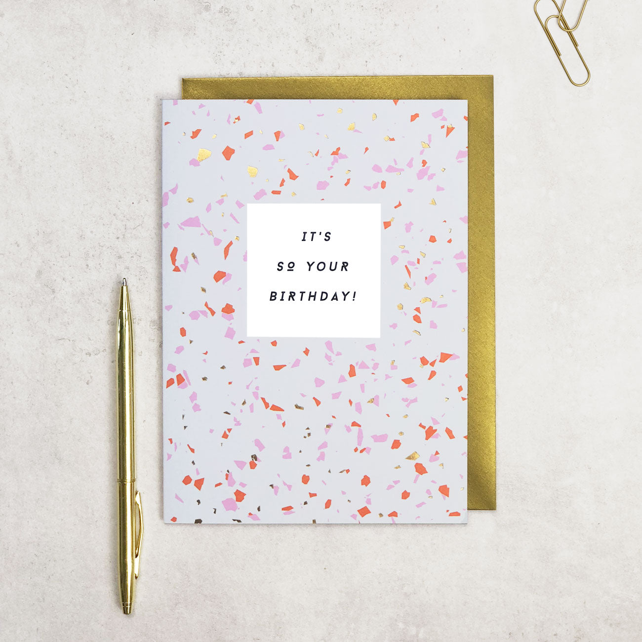 It's So Your Birthday Stylish Terrazzo Card