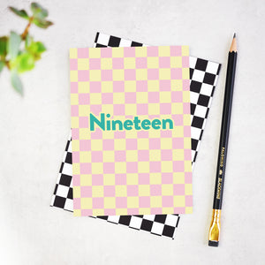 Nineteen Checkerboard 19th Birthday Card