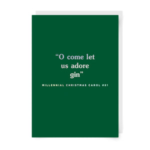 O Come Let Us Adore Gin Holographic Foil Christmas Card