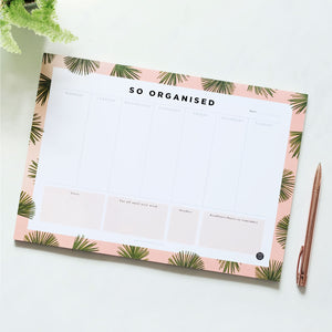 pink botanical desk organiser