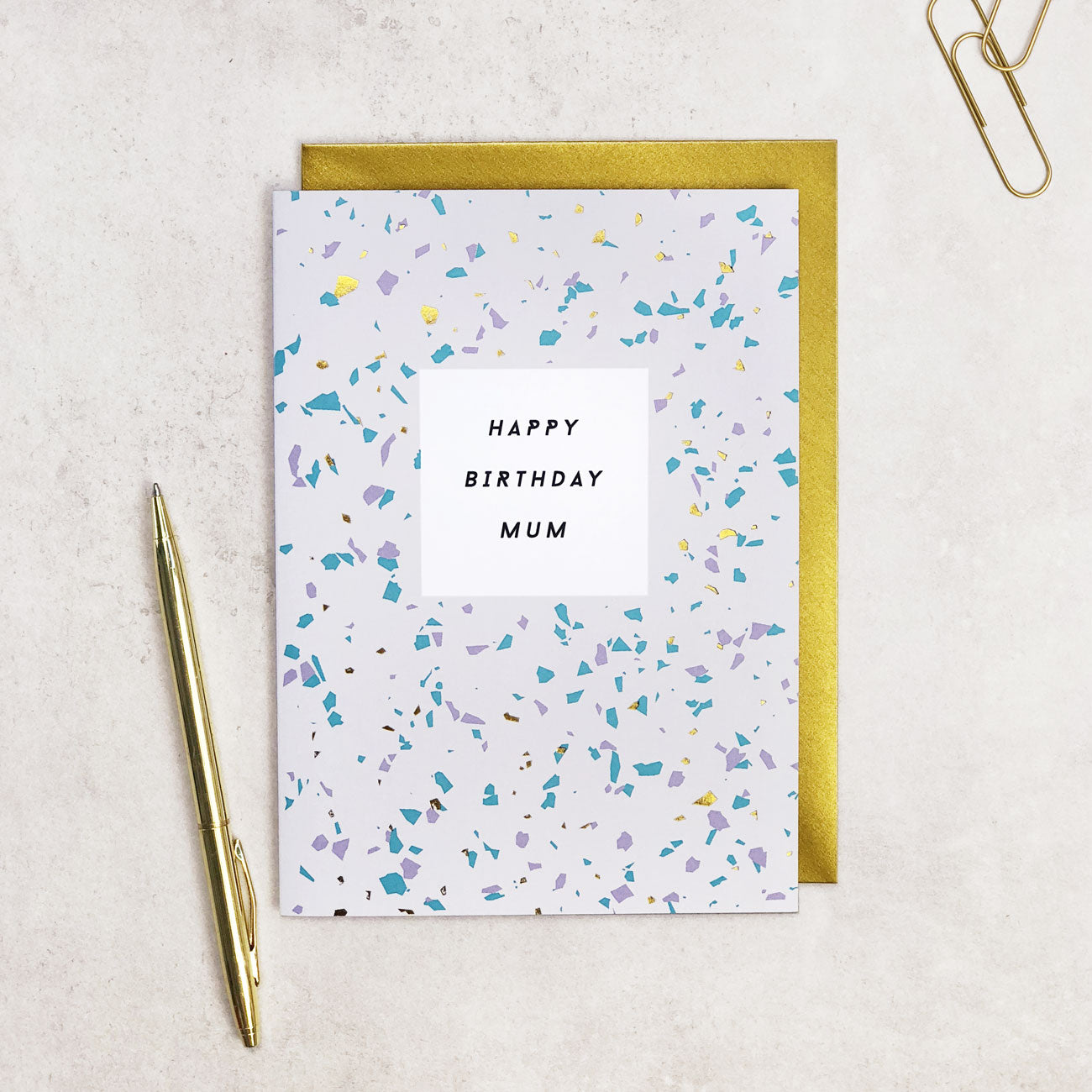 mum birthday card terrazzo print