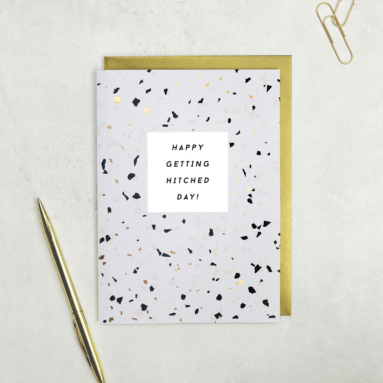 Happy Getting Hitched Day Wedding Card