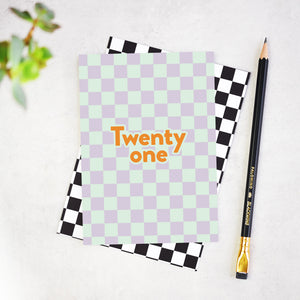 Twenty One Checkerboard 21st Birthday Card