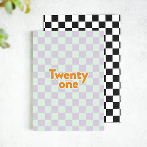 Twenty One Checkerboard 21st Birthday Card