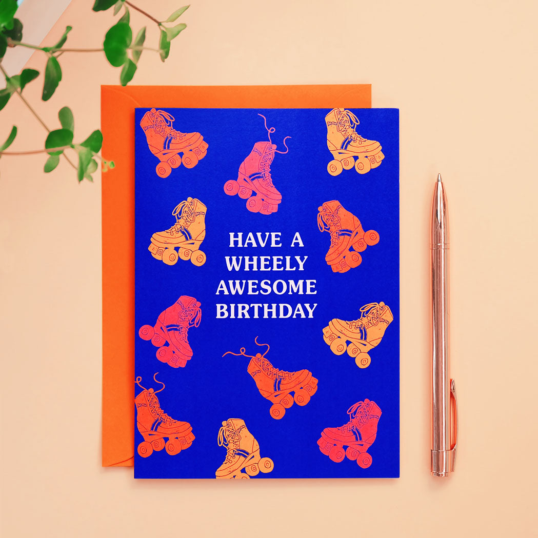 rollerskates retro birthday card